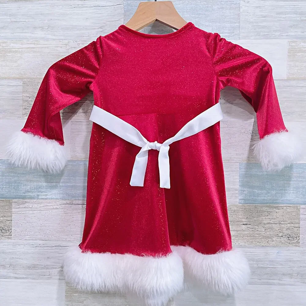 Bonnie Jean Scarlett Santa Dress Red Sequin Faux Fur Christmas Toddler Girl 2T